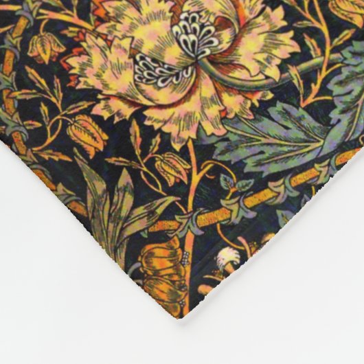 William Morris Antiek Honeysuckle Floral Pattern Fleece Deken (Hoek)