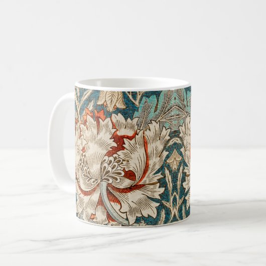 William Morris Antiek Honeysuckle Floral Pattern Koffiemok (Voorkant links)