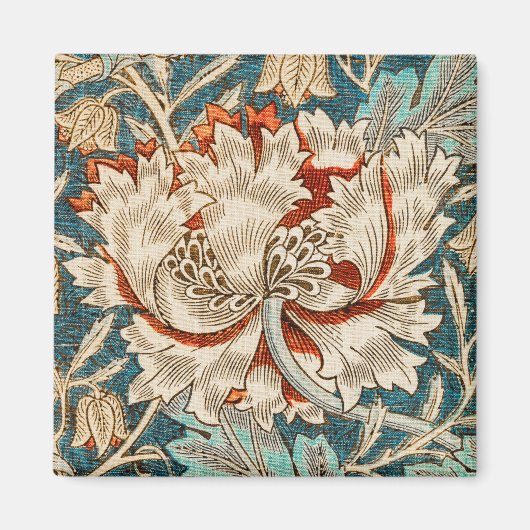 William Morris Antiek Honeysuckle Floral Pattern Magneet (Voorkant)