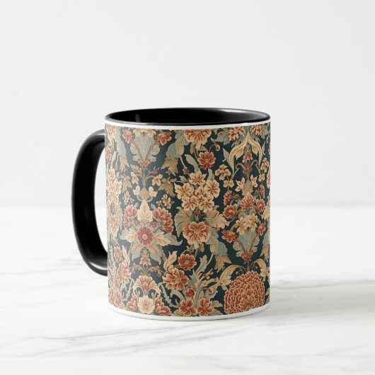 William Morris Antiek Honeysuckle Floral Pattern Mok (Voorkant links)
