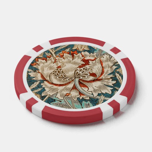 William Morris Antiek Honeysuckle Floral Pattern Poker Chips (Enkel)