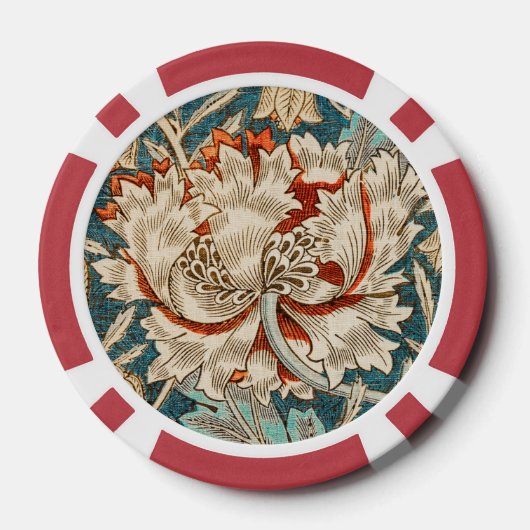William Morris Antiek Honeysuckle Floral Pattern Poker Chips (Achterkant)