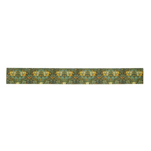 William Morris Antiek Honeysuckle Floral Pattern Satijnen Lint (Voorkant)