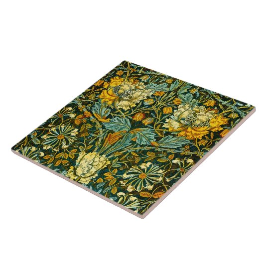 William Morris Antiek Honeysuckle Floral Pattern Tegeltje (Zijkant)