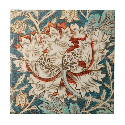 William Morris Antiek Honeysuckle Floral Pattern Tegeltje (Voorkant)