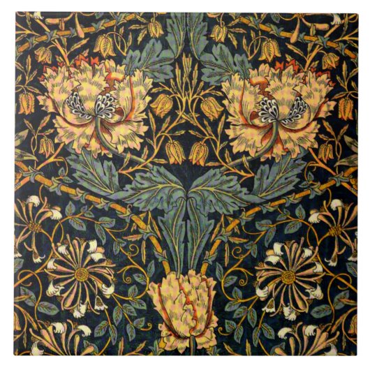 William Morris Antiek Honeysuckle Floral Pattern Tegeltje (Voorkant)