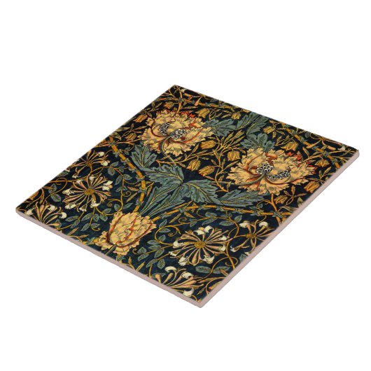 William Morris Antiek Honeysuckle Floral Pattern Tegeltje (Zijkant)