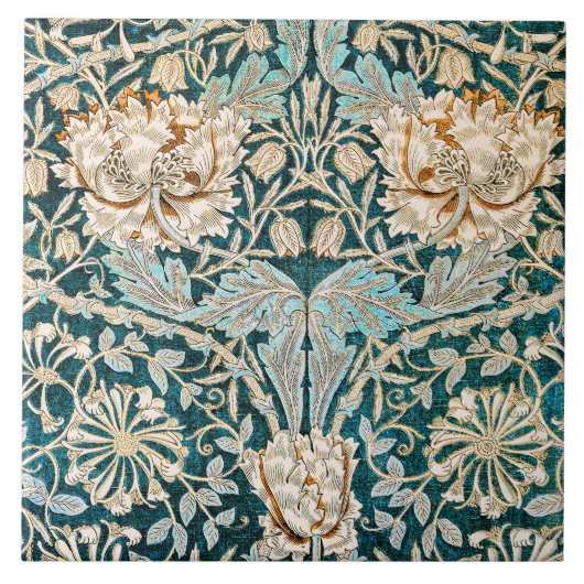 William Morris Antiek Honeysuckle Floral Pattern Tegeltje (Voorkant)