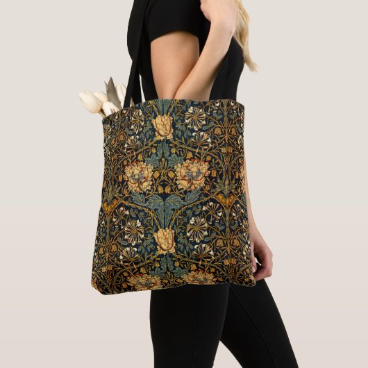 William Morris Antiek Honeysuckle Floral Pattern Tote Bag (Dichtbij)