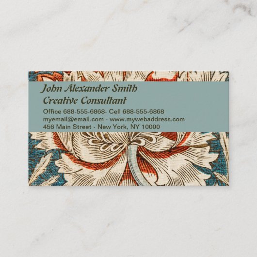 William Morris Antiek Honeysuckle Floral Pattern Visitekaartje (Voorkant)