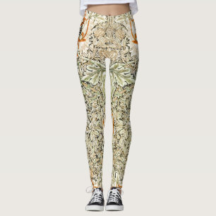 William Morris -Antiek kamperfoelie bloemmotief Leggings