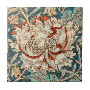 William Morris -Antiek kamperfoelie bloemmotief Tegeltje