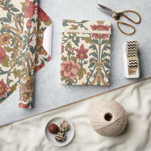 William Morris Antieke roze rozen Bloemmotief Cadeaupapier