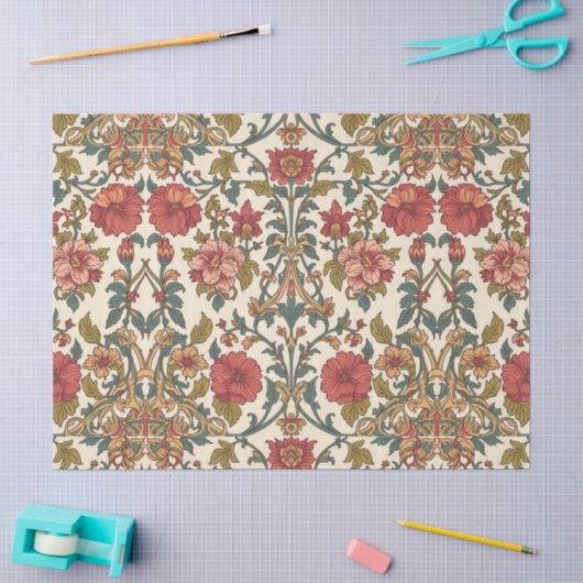 William Morris antieke roze rozen bloempatroon Tissuepapier (Craft)