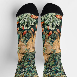 William Morris antieke vos bos tapijt kunst Sokken