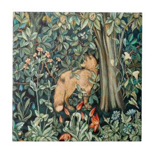 William Morris antieke vos bos tapijt kunst Tegeltje