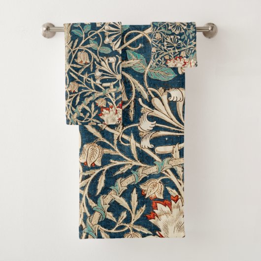 William Morris Antique Honeysuckle Floral Bad Handdoek (Insitu)