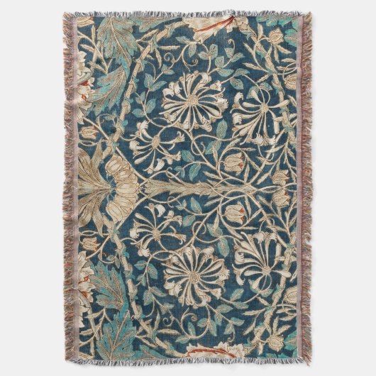 William Morris Antique Honeysuckle Floral Deken (Voorkant Verticaal)