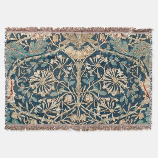 William Morris Antique Honeysuckle Floral Deken (Voorkant)