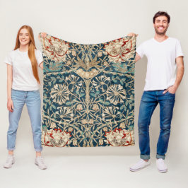 William Morris Antique Honeysuckle Floral Fleece Deken