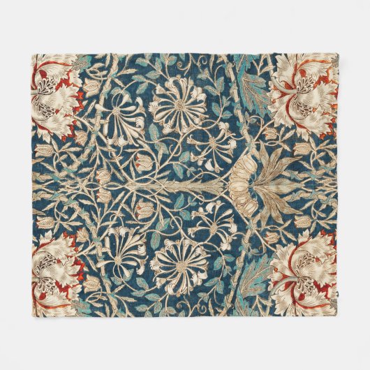 William Morris Antique Honeysuckle Floral Fleece Deken (Voorkant (Horizontaal))