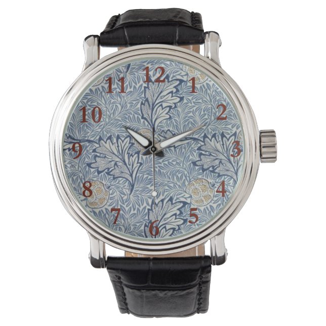 William Morris Apple Flower Floral Design Horloge (Voorkant)