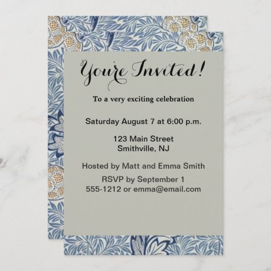 William Morris Apple Flower Floral Design Kaart (Voorkant / Achterkant)