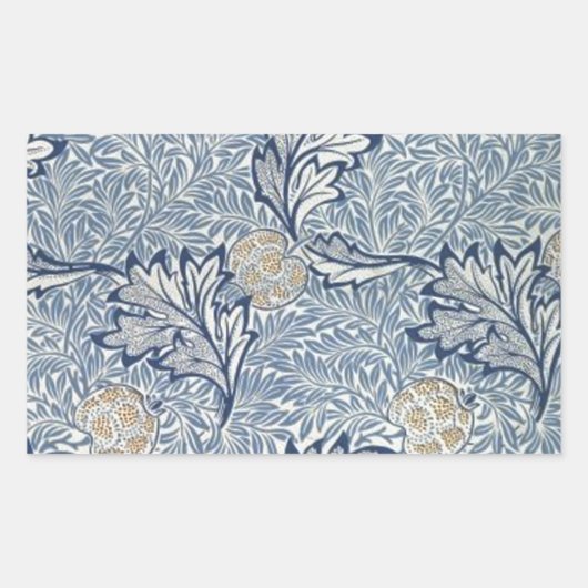 William Morris Apple Flower Floral Design Rechthoekige Sticker (Voorkant)