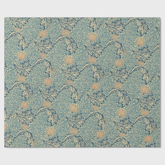 William Morris Apple Groen Blauw Blauw Bladblad Cadeaupapier (Vlak)