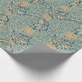 William Morris Apple Groen Blauw Blauw Bladblad Cadeaupapier (Hoek)