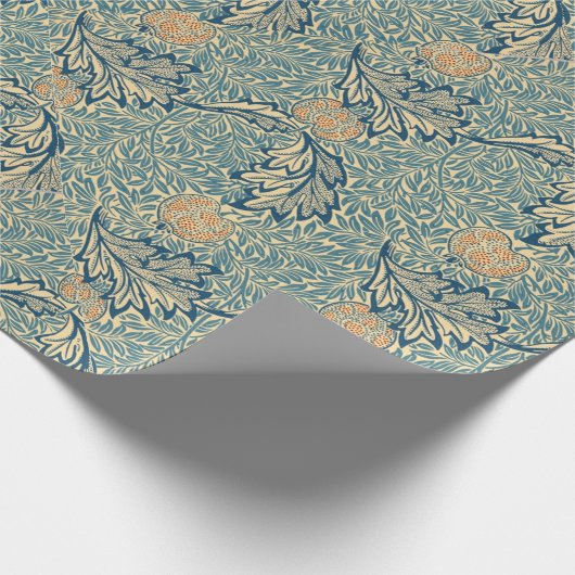 William Morris Apple  Groen Blauw Blauw Bladblad Cadeaupapier (Hoek)