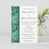 William Morris Aqua Leaves Wedding Invitation Kaart (Staand voorkant)