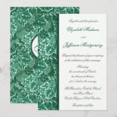 William Morris Aqua Leaves Wedding Invitation Kaart (Voorkant / Achterkant)