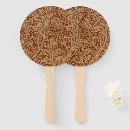 William Morris Arcadia bloementuin klassieker Handwaaier (Voorkant en achterkant)