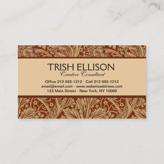 William Morris Arcadia bloementuin klassieker Visitekaartje (Achterkant)