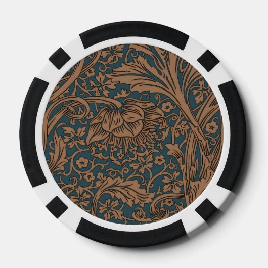 William Morris Arcadia Floral Pattern Classic Poker Chips (Achterkant)