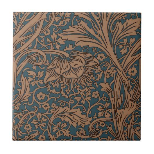 William Morris Arcadia Floral Pattern Classic Tegeltje (Voorkant)