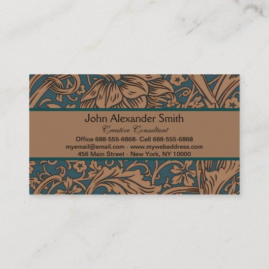 William Morris Arcadia Floral Pattern Classic Visitekaartje (Achterkant)