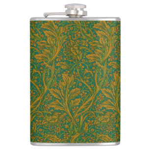 William Morris Arcadia Floral Pattern Green Golden Heupfles
