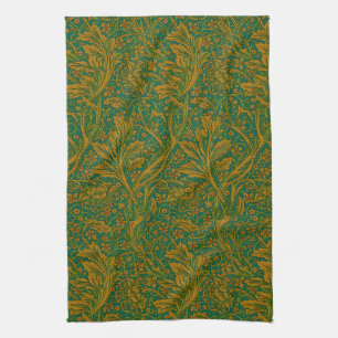William Morris Arcadia Floral Pattern Green Golden Theedoek