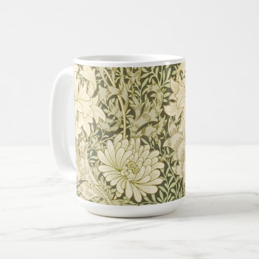 William Morris Art Chrysanthemum Olijfgroene Mok (Voorkant links)