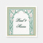 William Morris Art Deco bloemmotief groene wijnran Servet (Voorkant)