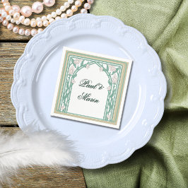 William Morris Art Deco bloemmotief groene wijnran Servet