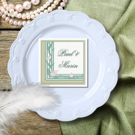 William Morris Art Deco Floral Green Vines Servet