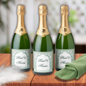 William Morris Art Deco Floral Green Vines Sparkling Wijnetiket