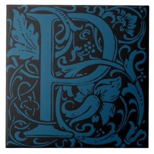 William Morris Art Nouveau Alfabet blad Letter P Tegeltje