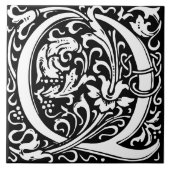 William Morris Art Nouveau Alfabet Bladletter Q Tegeltje (Voorkant)