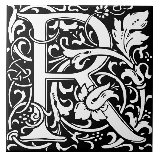 William Morris Art Nouveau Alfabet Bladletter R Tegeltje (Voorkant)