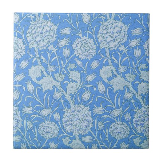William Morris - Art Nouveau Blauw Wild Tulpen Tegeltje (Voorkant)