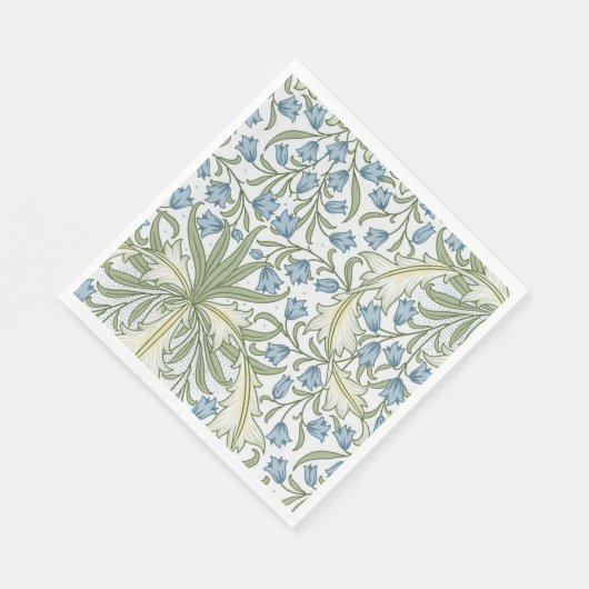 William Morris - Art Nouveau Blauwe Belbloemen Servet (Hoek)